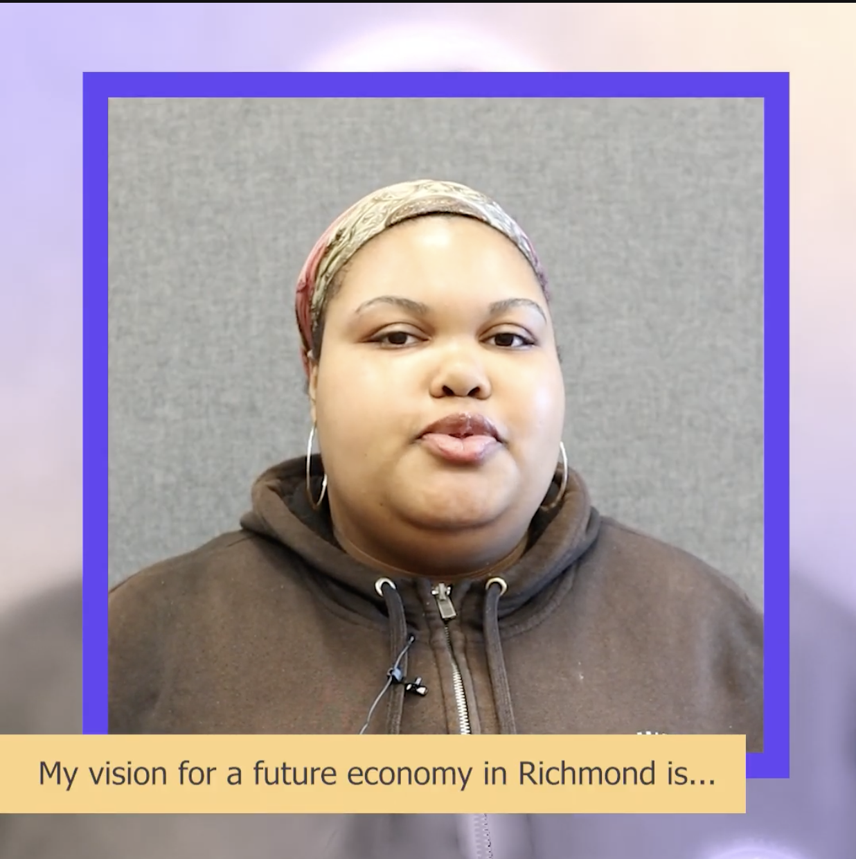 Richmond resident answering "My vision for a future economy in Richmond is..." during a community interview